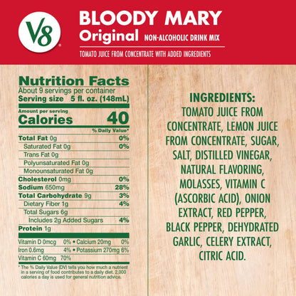 V8 Original Bloody Mary Mix, 46 fl oz Bottle