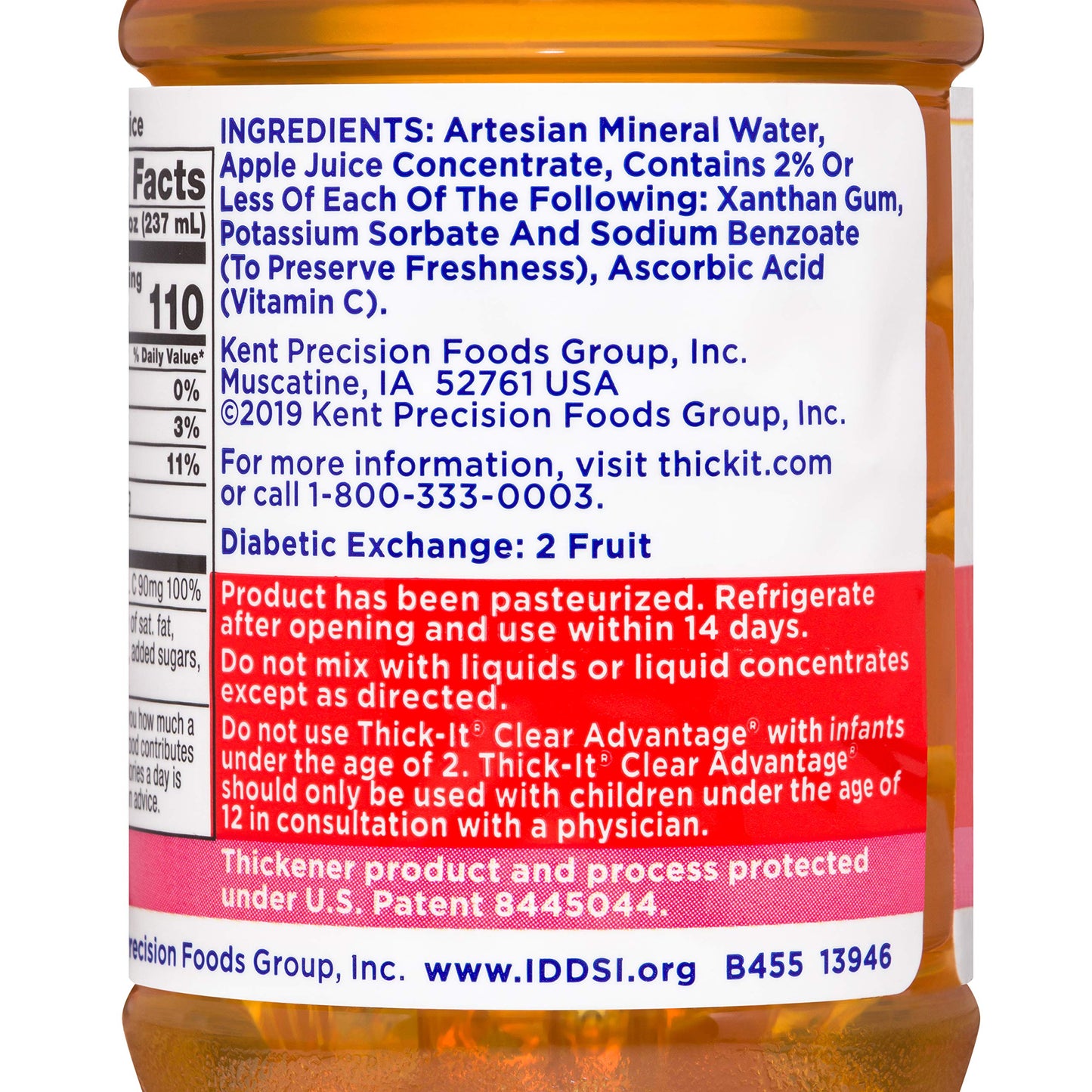 Thick-It Clear Advantage Mildy Thick Apple Juice, Nectar Consistency, Ready-to-Drink, Digestible Swallowing Aid, Hydration on the Go, Convenient & Ready-to-Use, 8 oz Bottle (24 Pack)