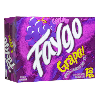 Faygo Grape Soda | 12-Pack of 12oz Cans | Juicy Purple Grape Flavor | Caffeine-Free | Bold & Sweet