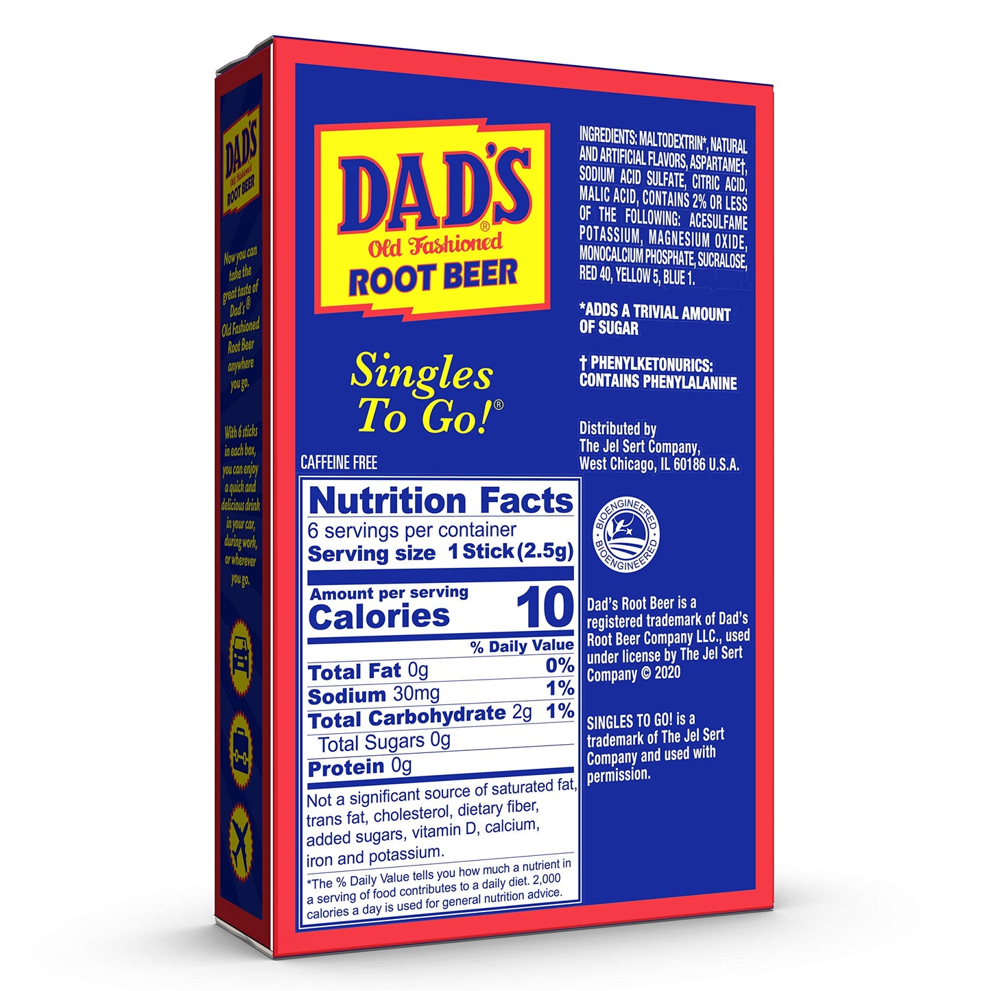 Dad's Old Fashioned Root Beer Singles To Go Sugar Free Powder Drink Mix 6 Sticks Per Box, 12 Boxes (72 Total Sticks)