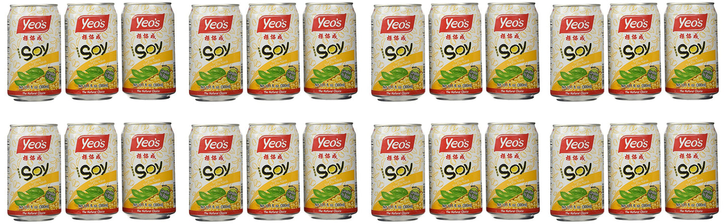 Yeo’s Soymilk Drink 10.1 fl oz (300ml) – Plant-Based Goodness in Every Sip, Non-GMO Soybeans, Lactose-Free, Cholesterol-Free, Source of Protein & Calcium (Pack of 24 Cans)