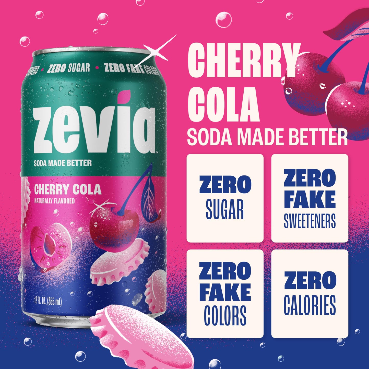 Zevia Zero Calorie Soda, Cherry Cola, 12 Fl Oz Cans (Pack of 6)