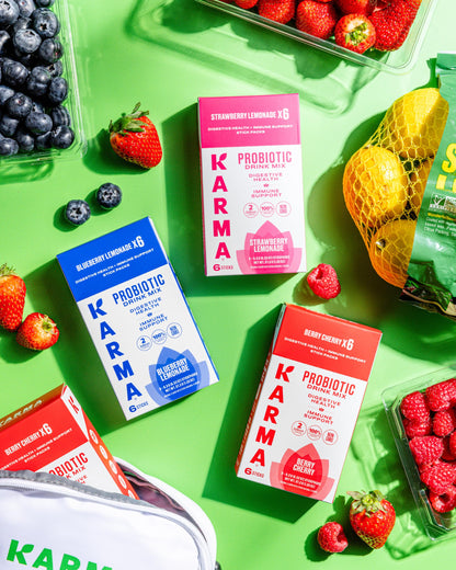 Karma Probiotic Hydration Packet - 6 Pack, Strawberry Lemonade Powder Drink Mix Stick - On-The-Go Immune & Gut Health Support