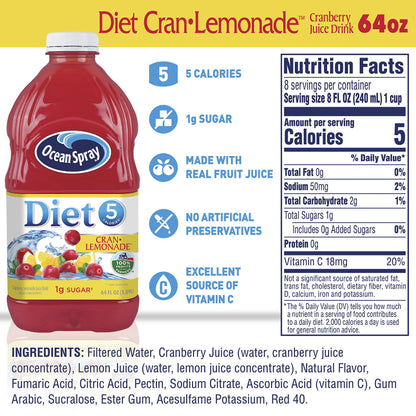 Ocean Spray® Diet Cran-Lemonade™ Cranberry Lemonade Juice Drink, 64 Fl Oz Bottle