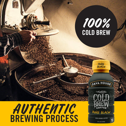 Java House Cold Brew Coffee Ready to Drink Bottles - Pure Black - 6 Pack of 8oz Bottles - 100% Arabica Coffee