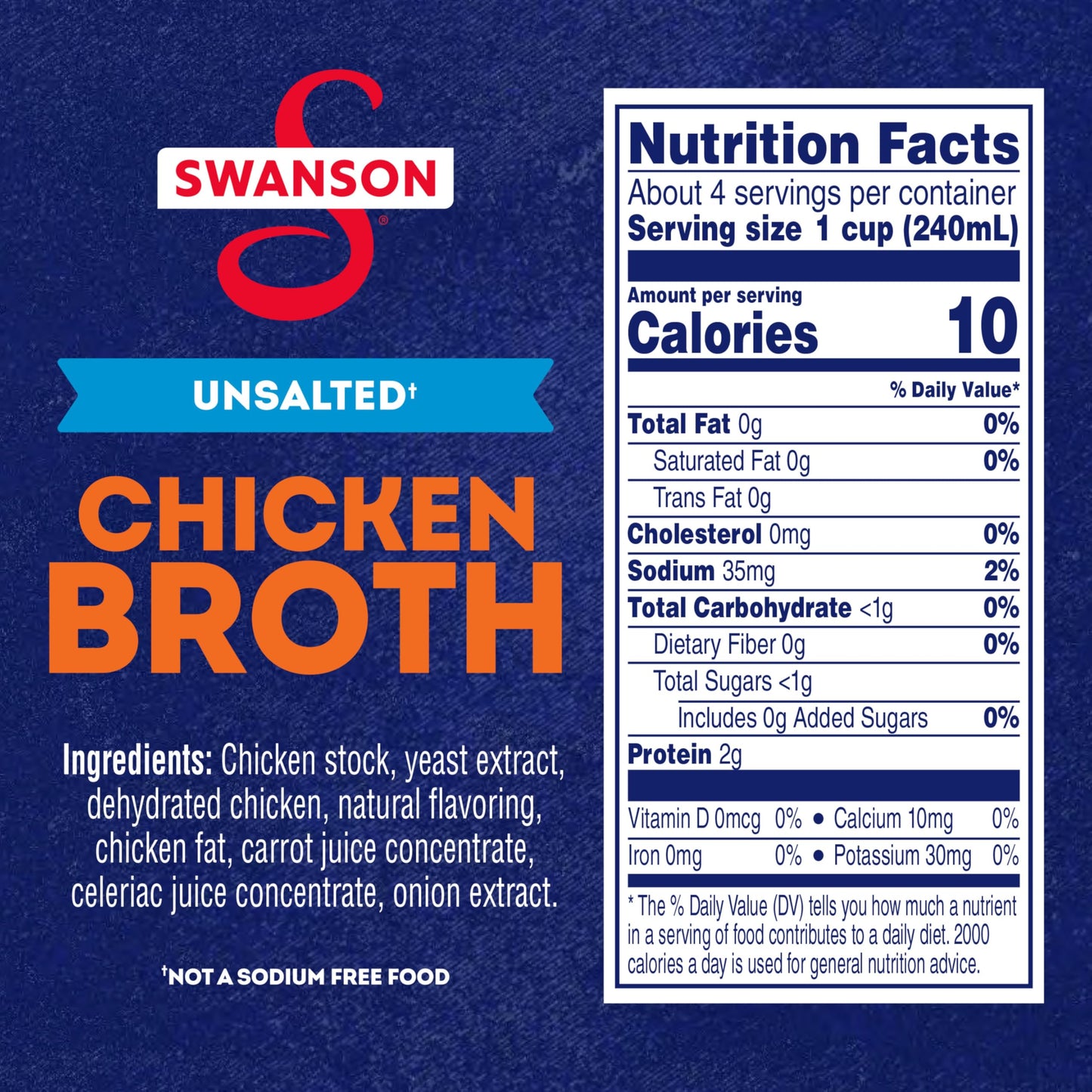 SWANSON S 100% Natural Unsalted Chicken Broth, 32 oz Carton (12 Pack)