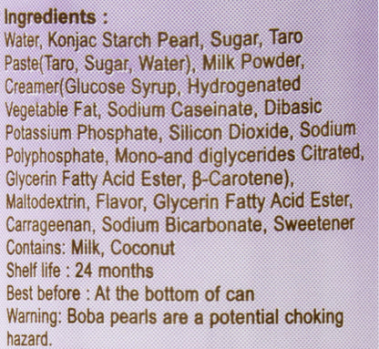 O's Bubble Gummy Boba Latte Canned Bubble Tea Drink With Chewy Boba Pearls (Konjac), 22% whole milk blend, 470ml(15.9 fl oz/can), TARO, (Pack of 12)