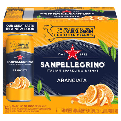 Sanpellegrino Italian Sparkling Drink Aranciata, Sparkling Orange Beverage, 6 Pack