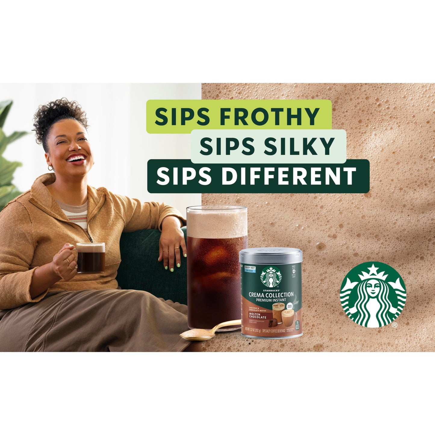 Starbucks Crema Collection Premium Instant Molten Chocolate Flavored Instant Coffee, 100% Arabica Beans, 3 Tins (7.12 Oz Each) 1.34 lb.