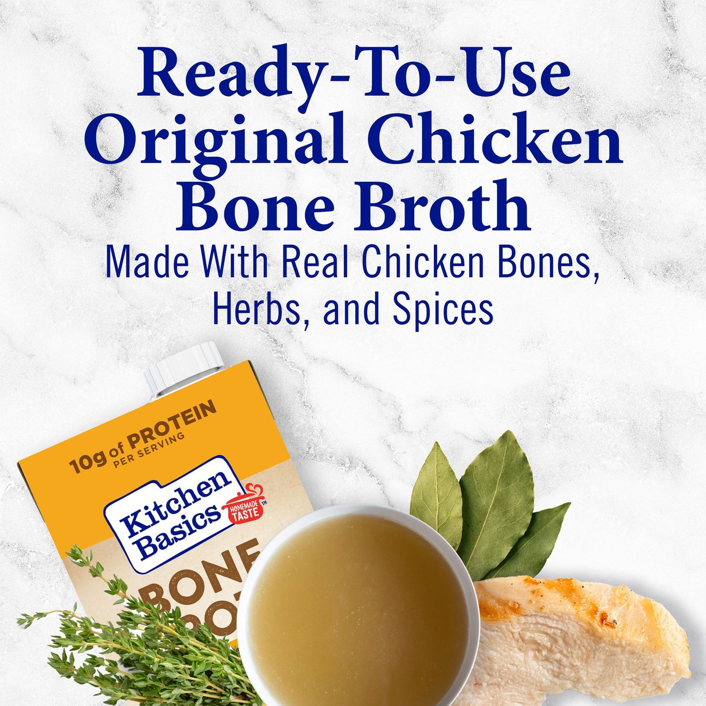 Kitchen Basics Chicken Bone Broth, 32 oz. Carton, Great size for any meal, Soups and Side Dishes