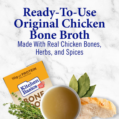 Kitchen Basics Chicken Bone Broth, 32 oz. Carton, Great size for any meal, Soups and Side Dishes