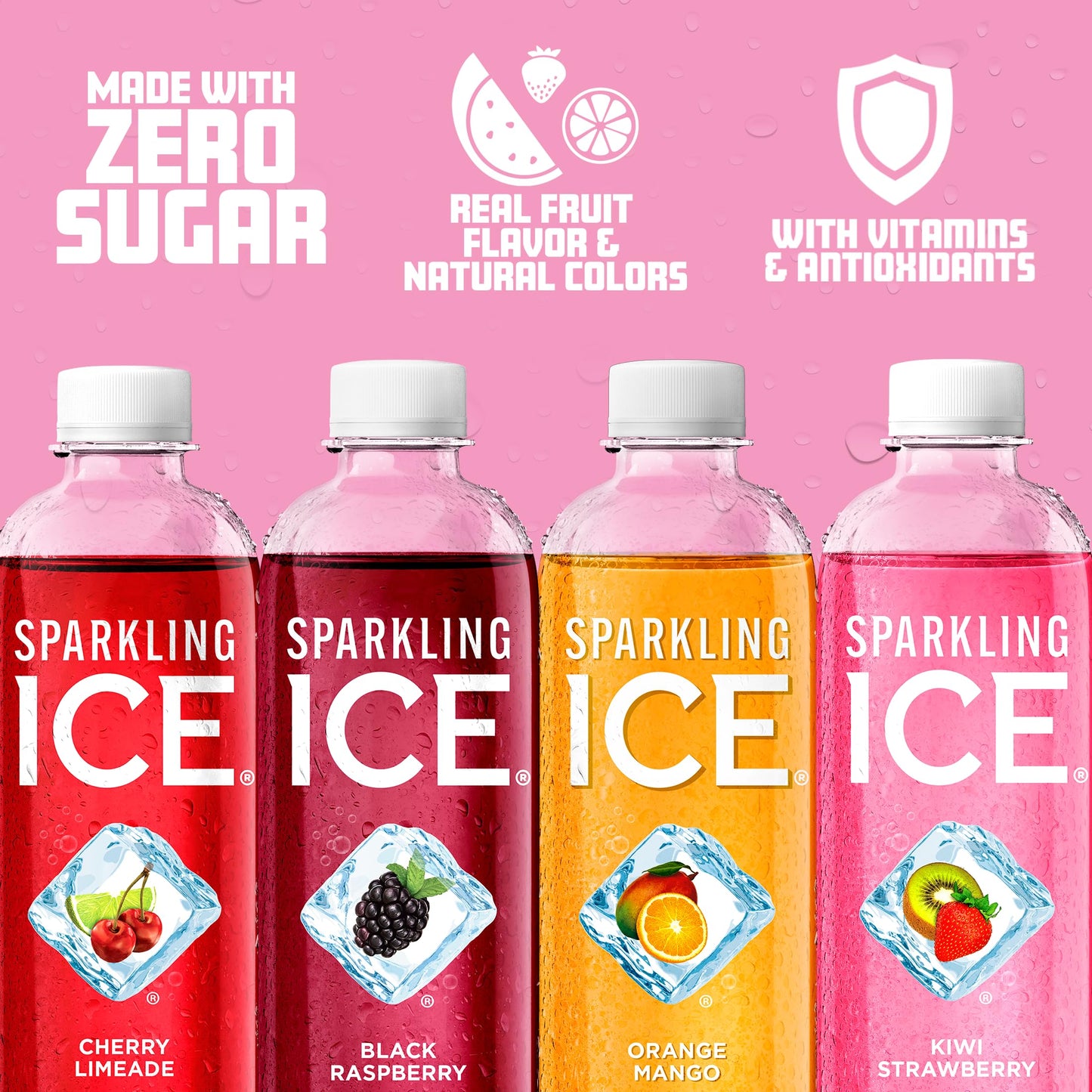 Sparkling Ice Purple Variety Pack, Flavored Water, Zero Sugar, with Vitamins and Antioxidants, 17 fl oz, 12 count (Black Raspberry, Cherry Limeade, Orange Mango, Kiwi Strawberry) (Pack of 2)
