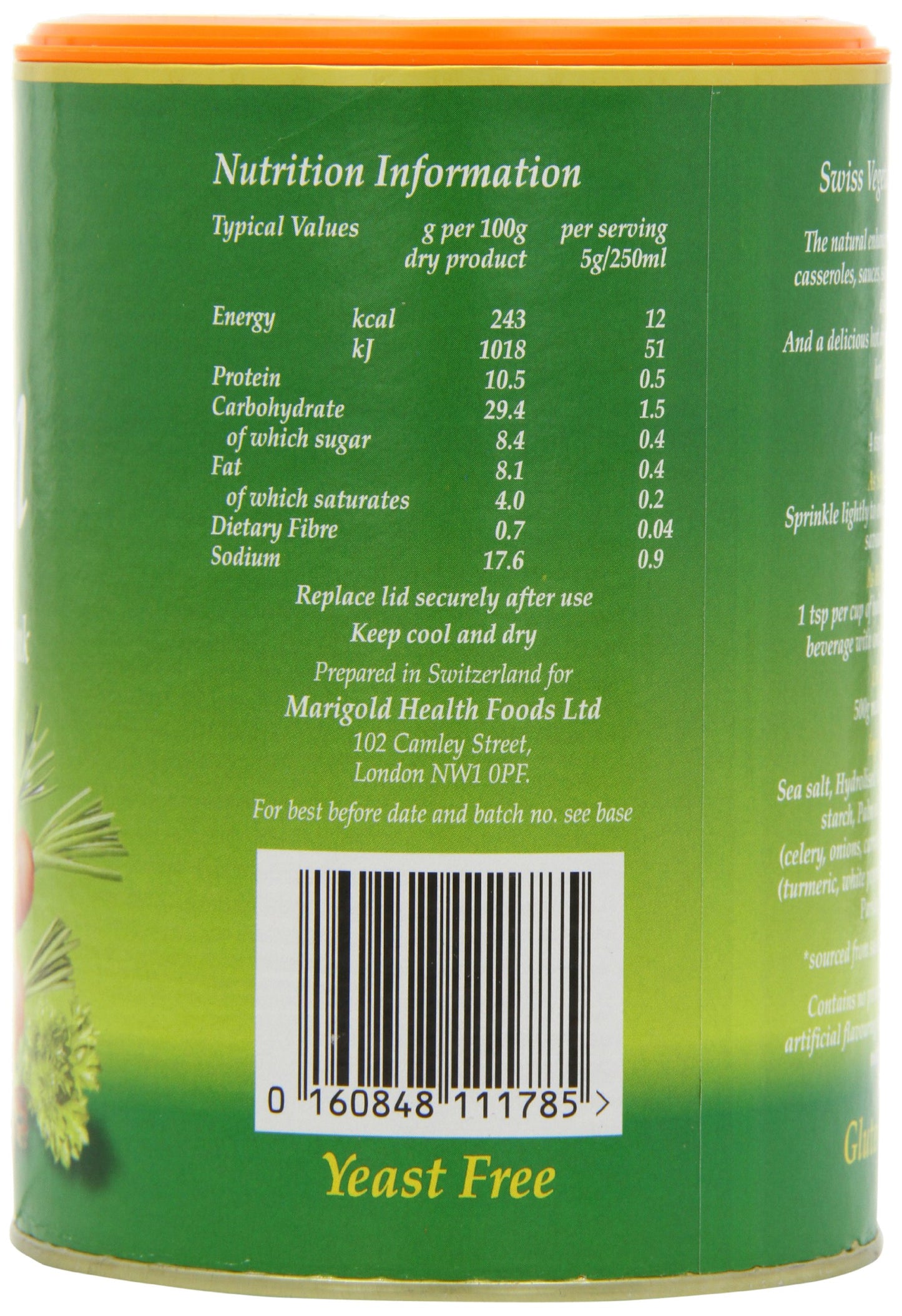 Marigold Health Foods Bouillon Instant Vegetable Stock Powder 500 g - Vegan & Gluten Free - Makes 25 Litres