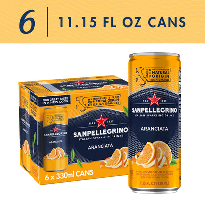 Sanpellegrino Italian Sparkling Drink Aranciata, Sparkling Orange Beverage, 6 Pack