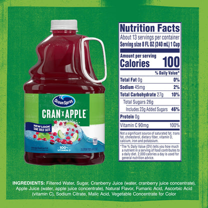 Ocean Spray® Cran-Apple™ Cranberry Apple Juice Drink, 101.4 Fl Oz Bottle (Pack of 1)