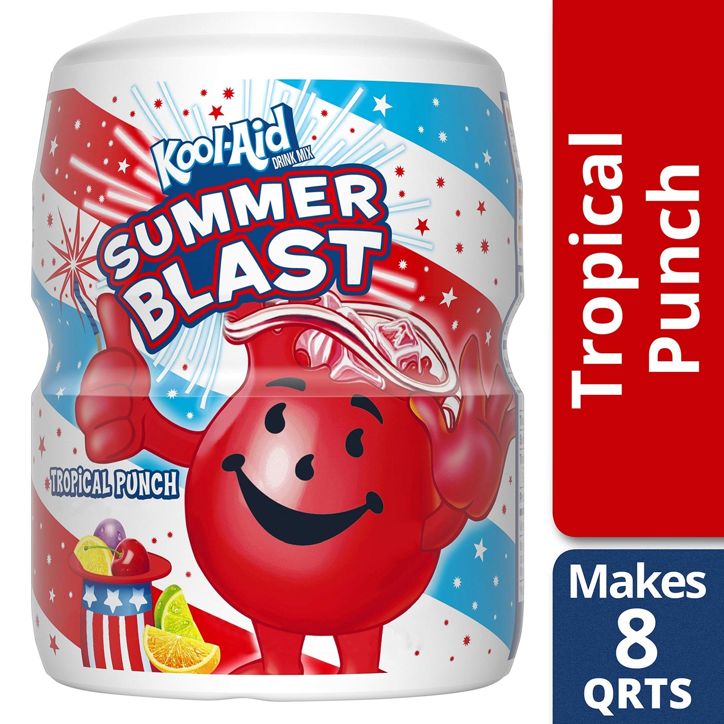 Kool-Aid Sugar-Sweetened Summer Blast Tropical Punch Artificially Flavored Powdered Soft Drink Mix (19 oz Canister) (Pack of 4)