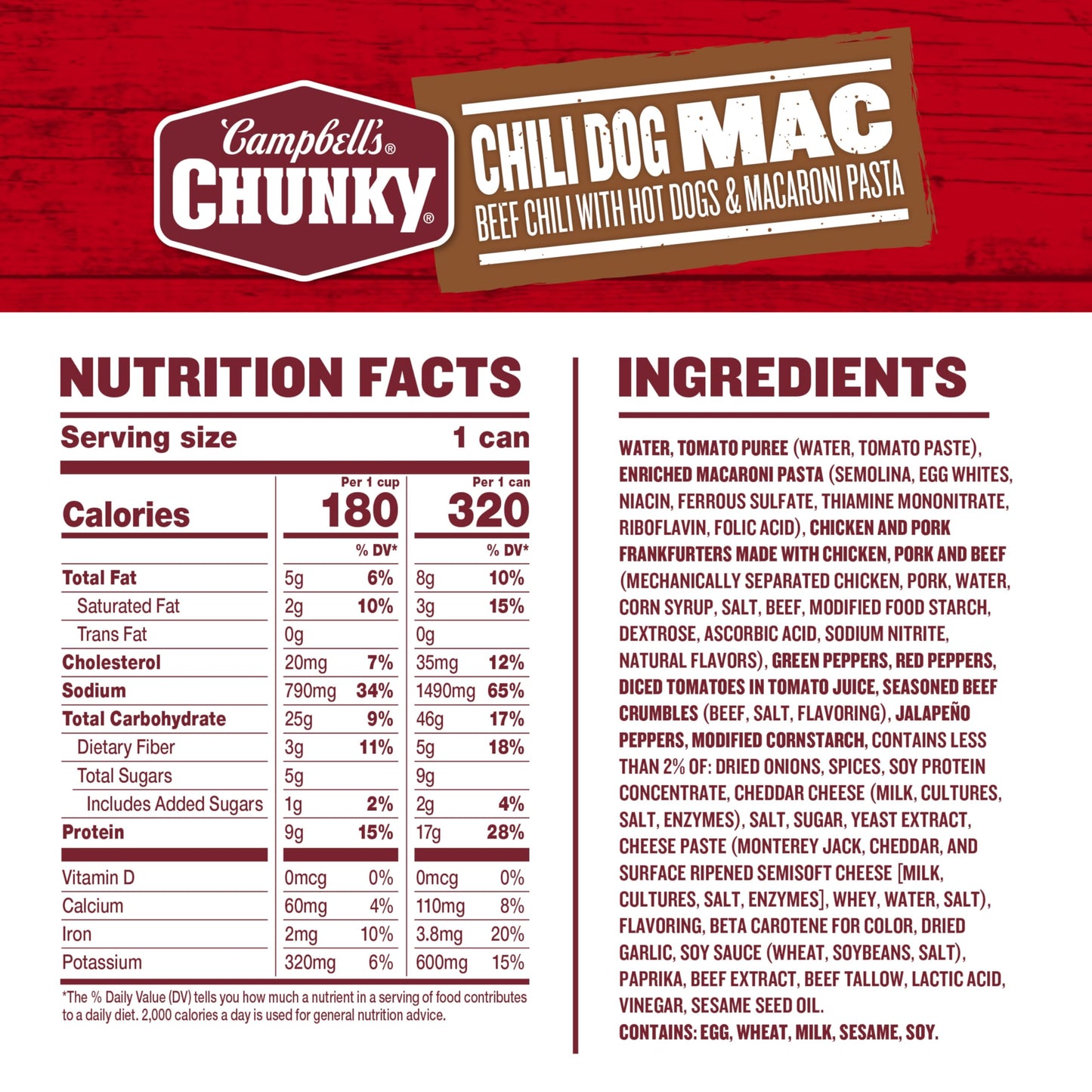 Campbell’s Chunky Chili Dog Mac Soup, 16.3 oz Can