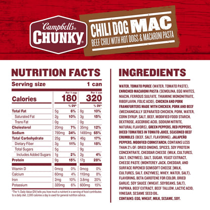Campbell’s Chunky Chili Dog Mac Soup, 16.3 oz Can