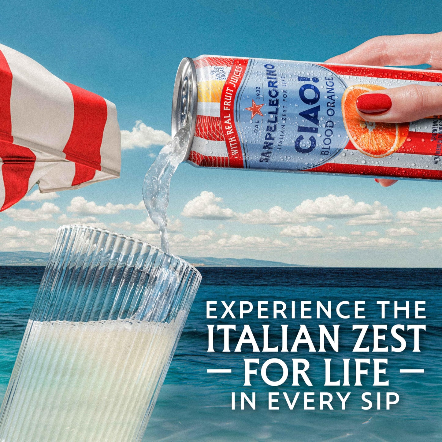 Sanpellegrino CIAO! Blood Orange Sparkling Water, LowCal, 0g Added Sugar, 6Pack