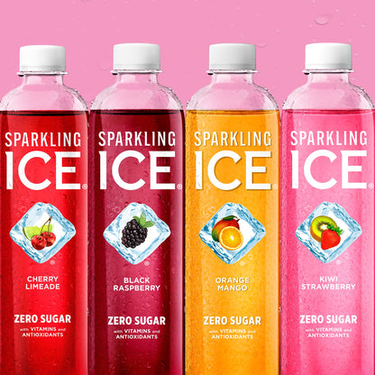 Sparkling Ice Purple Variety Pack, Flavored Water, Zero Sugar, with Vitamins and Antioxidants, 17 fl oz, 12 count (Black Raspberry, Cherry Limeade, Orange Mango, Kiwi Strawberry) (Pack of 2)