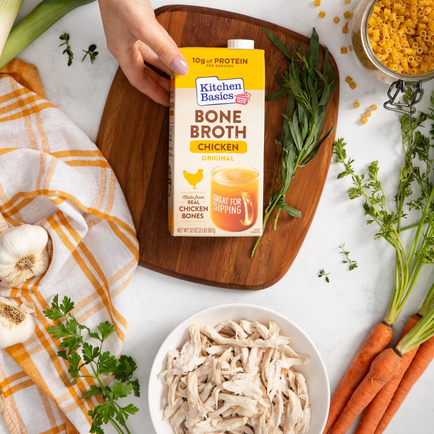 Kitchen Basics Chicken Bone Broth, 32oz (Pack of 12) - Perfect for Adding Flavor to Recipes and Stocking Up