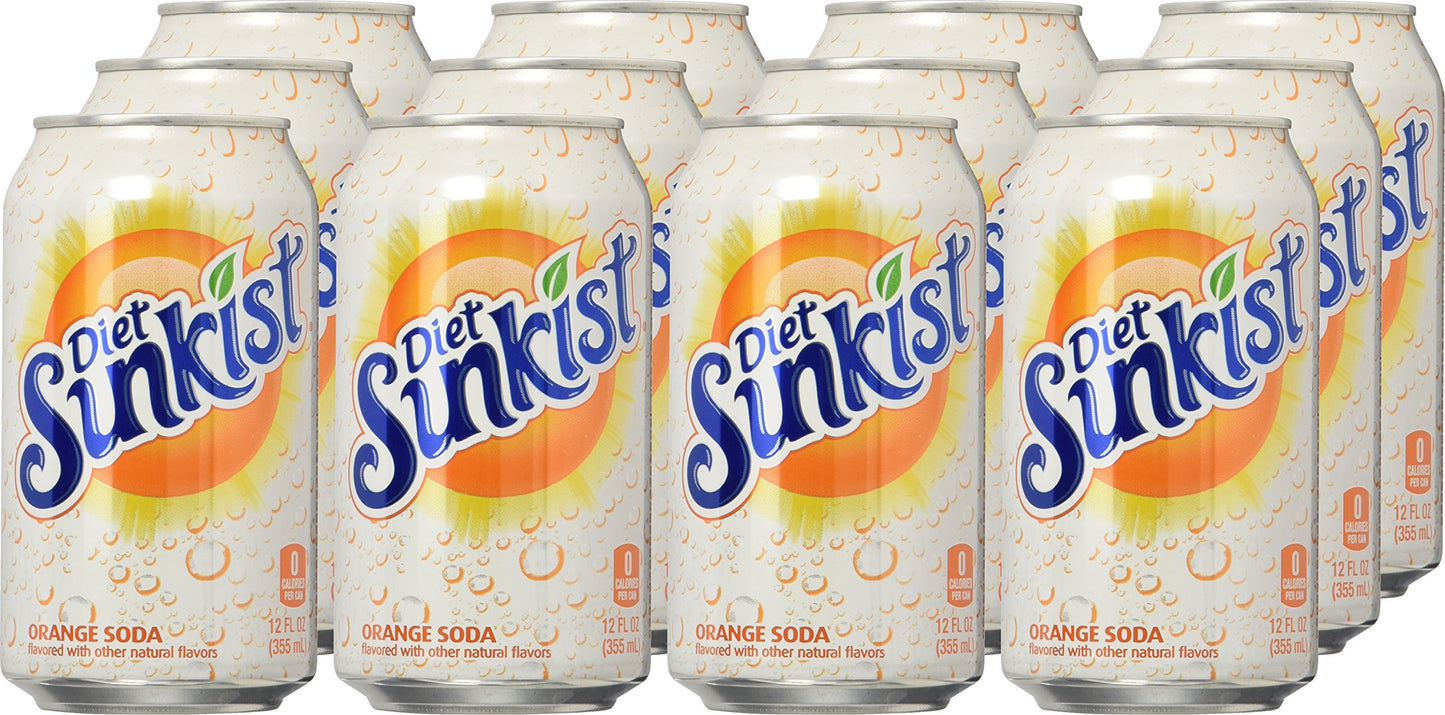 Sunkist Zero Sugar Orange Soda | 12 fl. oz. Cans | 12 Pack | Pack of 2