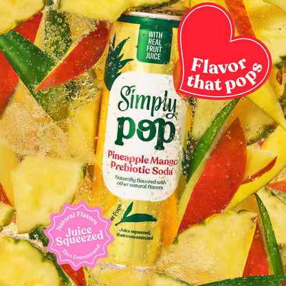 Simply Pop, Pineapple Mango Prebiotic Soda, 12 Fl Oz