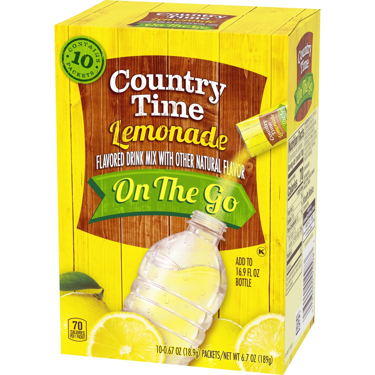 Country Time Lemonade Naturally Flavored with other natural flavor On-The-Go Powdered Drink Mix, 60 ct Packs, 6 Boxes, 10 ct Packets