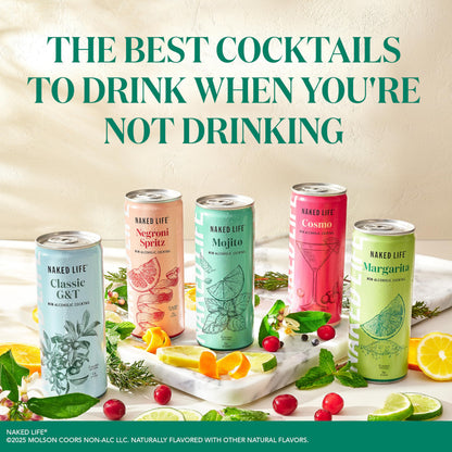 Naked Life Non-Alcoholic Drinks, Mojito 8.4 Fl Oz Cans, Pack Of 4 + Classic G&T 8.4 Fl Oz Cans, Pack Of 4