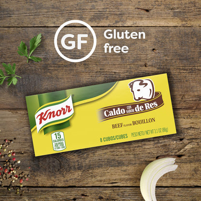 Knorr Bouillon Cubes Beef Flavor Bouillon/Caldo de Res Pack of 24, 8 Ct For Sauces, Soups and Stews Naturally Flavored 3.1 oz