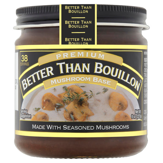 Better Than Bouillon Premium Mushroom Base, Made from Seasoned & Concentrated Mushrooms, Makes 9.5 Quarts of Broth, 38 Servings, 8 OZ (Pack of 1)