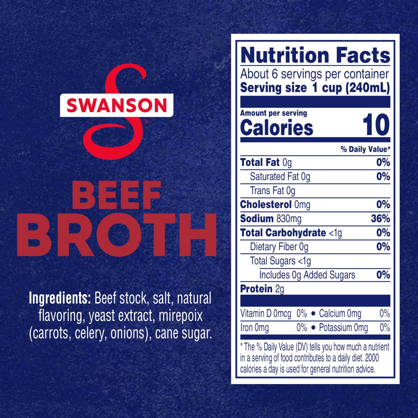 SWANSON S Beef Broth, 48 oz. Carton