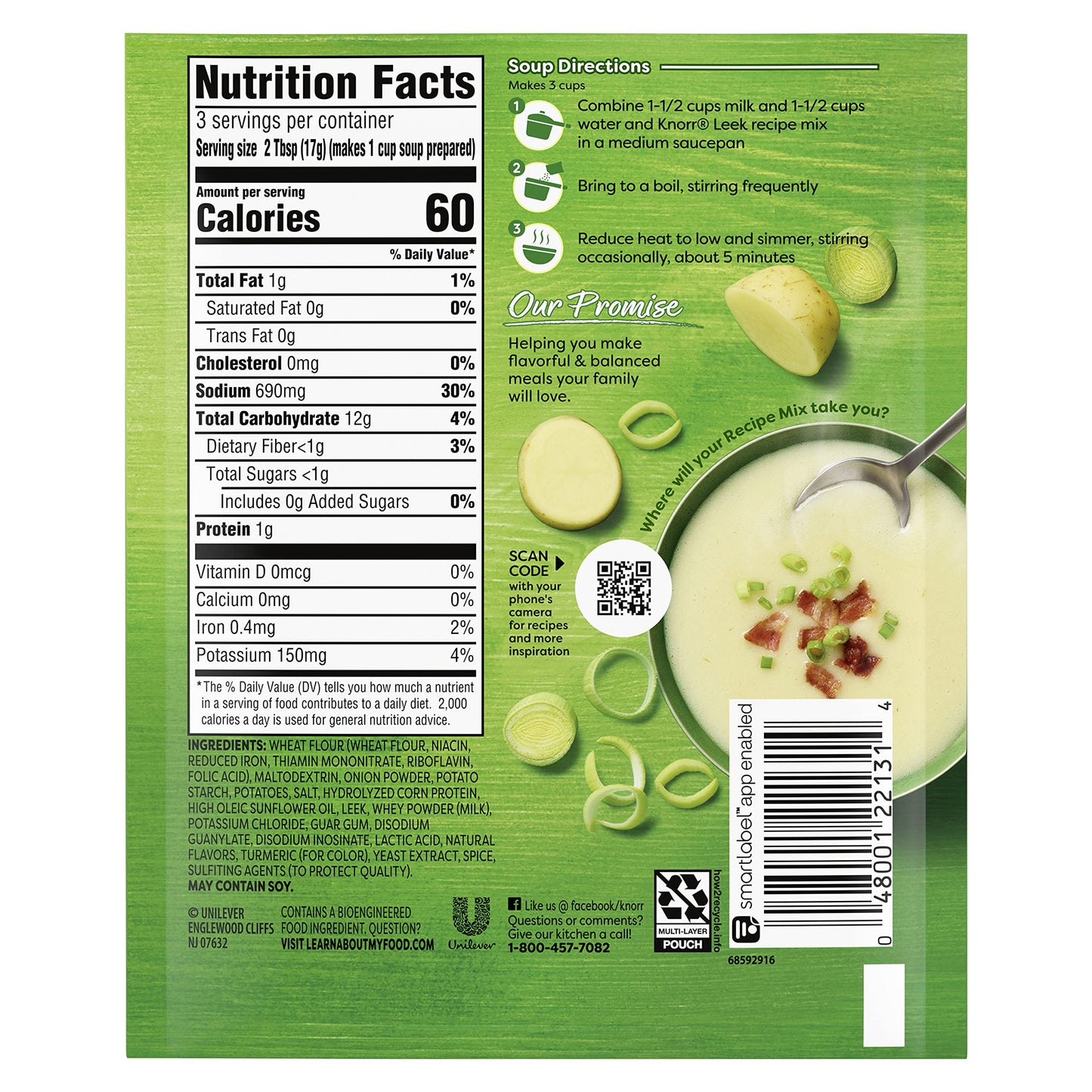 Knorr Soup Mix and Recipe Mix For Soups, Sauces and Simple Meals Leek No Artificial Flavors 1.8 oz, Pack of 12