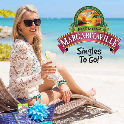 SINGLES TO GO! Margaritaville Water Drink Mix, Variety Pack, Includes 4 Flavors: Caribbean Fruit Punch, Pina Colada, Strawberry Daiquiri, And Margarita,1 Box (40 Single Servings)