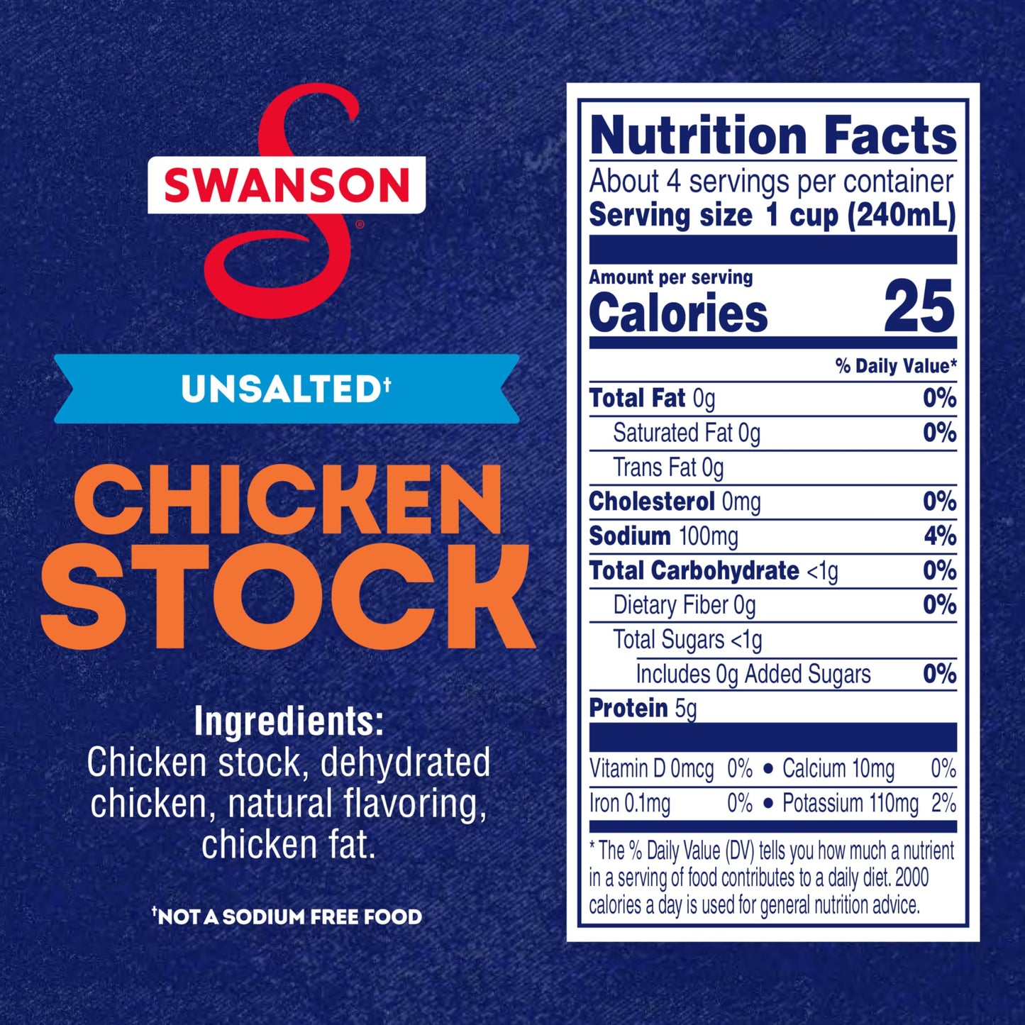 Swanson 100% Natural Unsalted Chicken Stock, 32 oz Carton (Pack of 6)