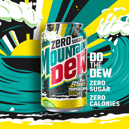 Mountain Dew, Baja Cabo Citrus Zero Sugar 12 Fl Oz Cans (Pack of 12)
