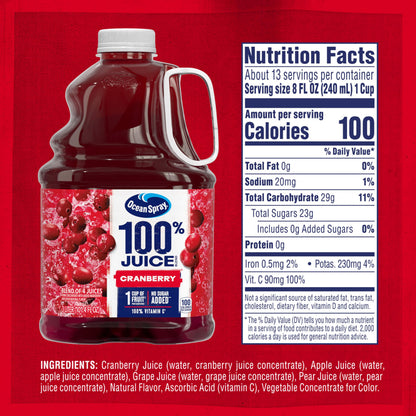 Ocean Spray® 100% Juice Cranberry Juice Blend, 101.4 Fl Oz Bottle