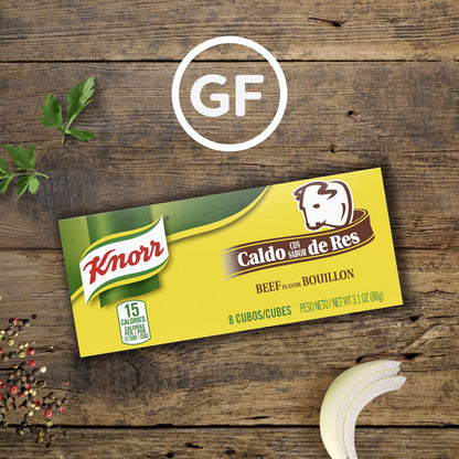 Knorr Bouillon Cubes For Sauces, Soups and Stews Beef Flavor Bouillon/Caldo de Res Naturally Flavored 3.1 oz, 8 Ct