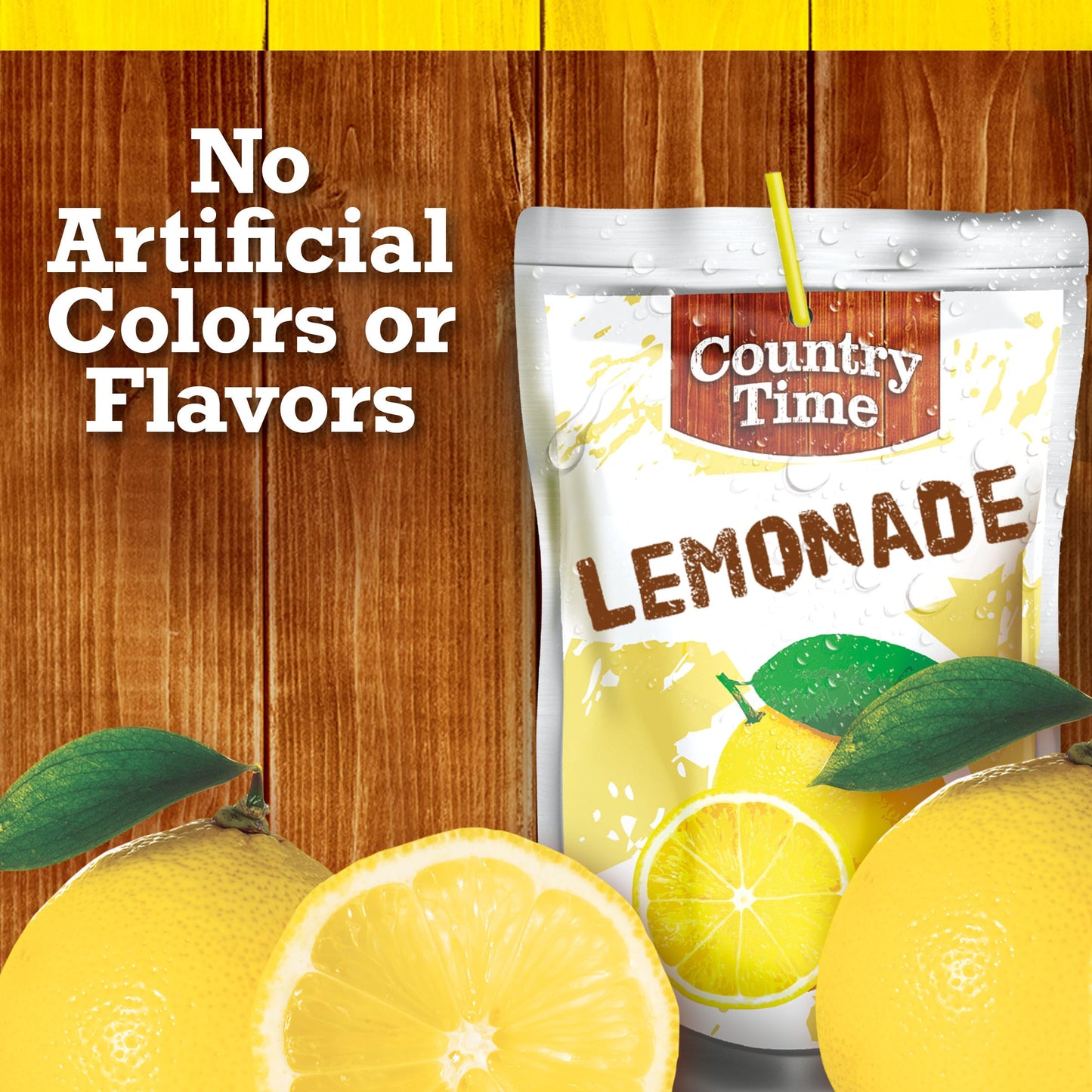 COUNTRY TIME Lemonade Ready to Drink Flavored Drink Pouches, 40 ct Pack, 4 Boxes of 10 Drink Pouches