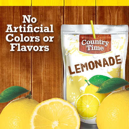 COUNTRY TIME Lemonade Ready to Drink Flavored Drink Pouches, 40 ct Pack, 4 Boxes of 10 Drink Pouches