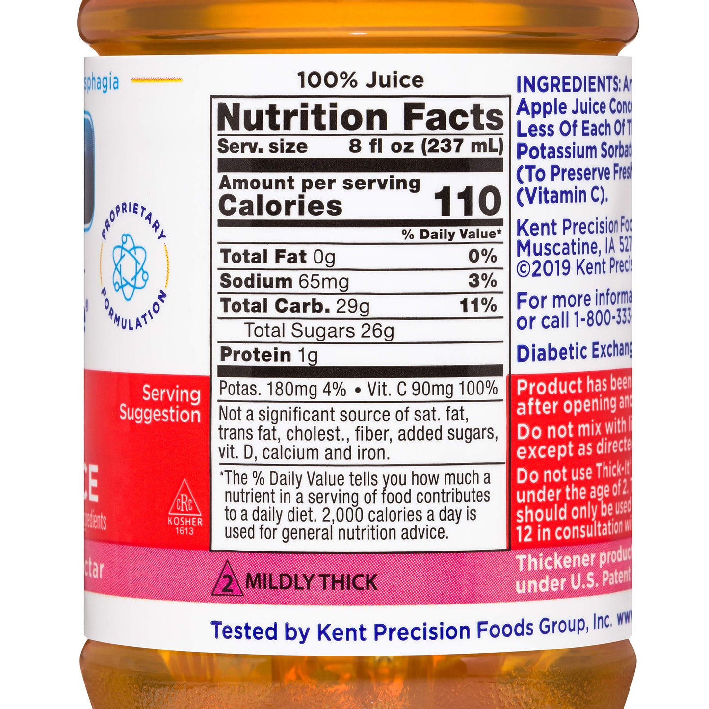 Thick-It Clear Advantage Mildy Thick Apple Juice, Nectar Consistency, Ready-to-Drink, Digestible Swallowing Aid, Hydration on the Go, Convenient & Ready-to-Use, 8 oz Bottle (24 Pack)