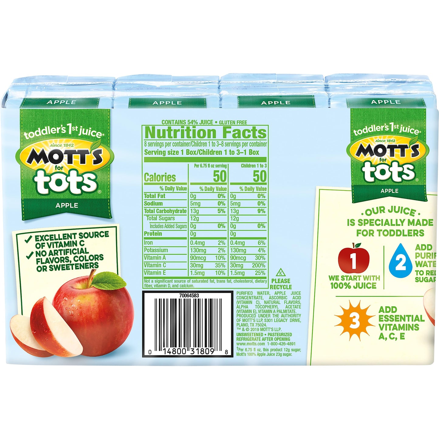 Mott's for Tots Apple, 6.75 fl oz boxes, 8 pack