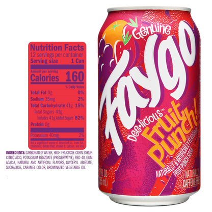Faygo Punch Soda | 12-Pack of 12oz Cans | Bold Fruit Punch Flavor | Sweet & Tart | Caffeine-Free Soft Drink