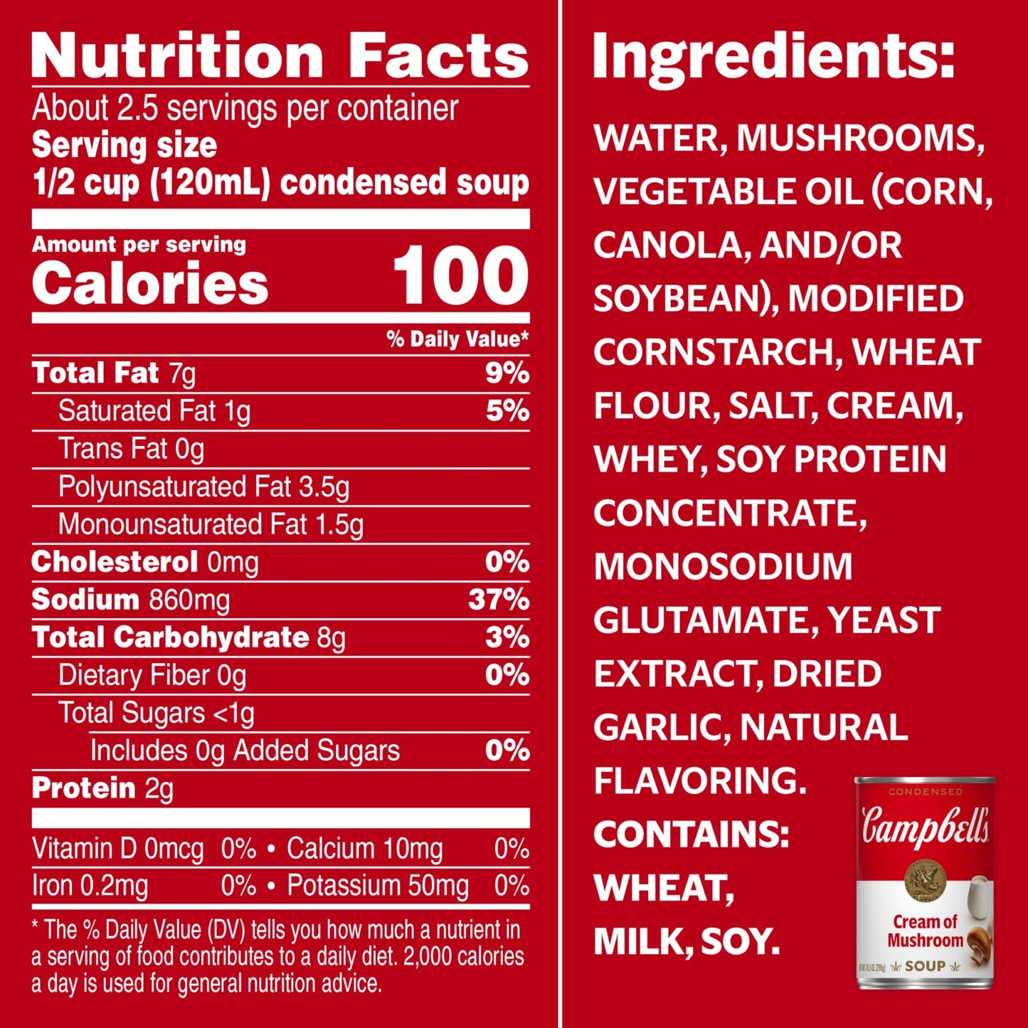 Campbell's Condensed Cream of Mushroom Soup, 10.5 oz Can