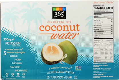 365 by Whole Foods Market, Coconut Water, 17.6 oz, (Pack Of 12)