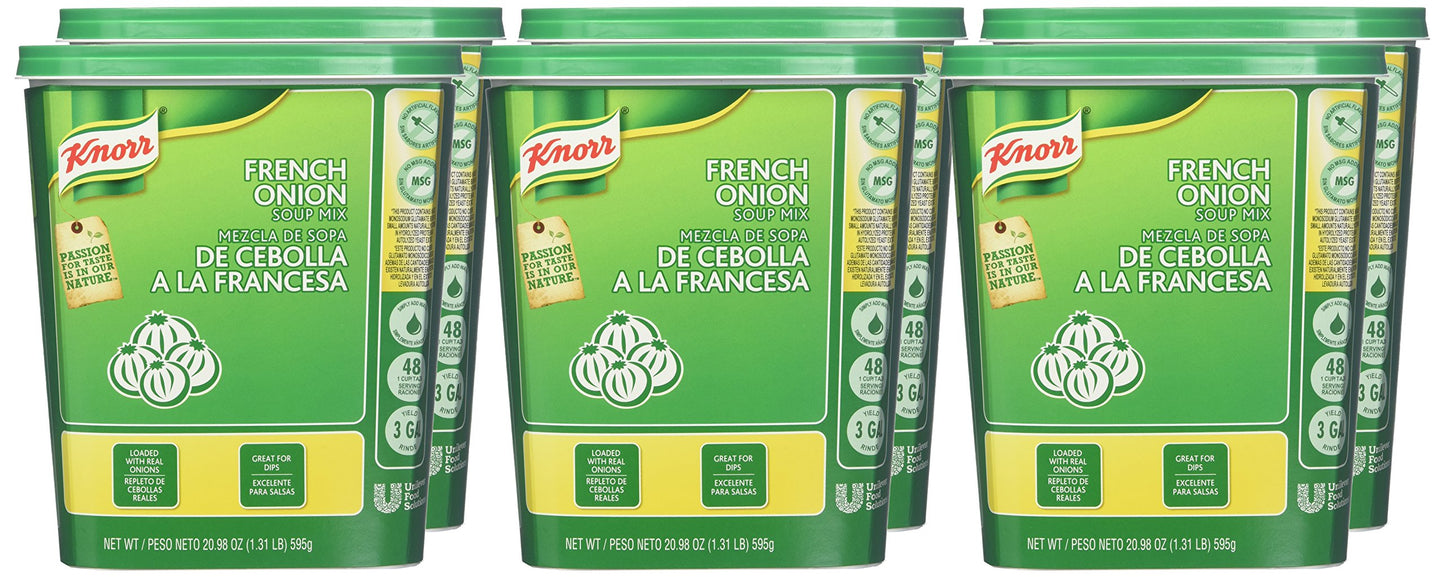 Knorr Professional French Onion Soup Mix Loaded with Real Onions and Beef Fat, Just Add Water, No Artificial Flavors, No added MSG, 0g Trans Fat,1.31 Pound (Pack of 6)