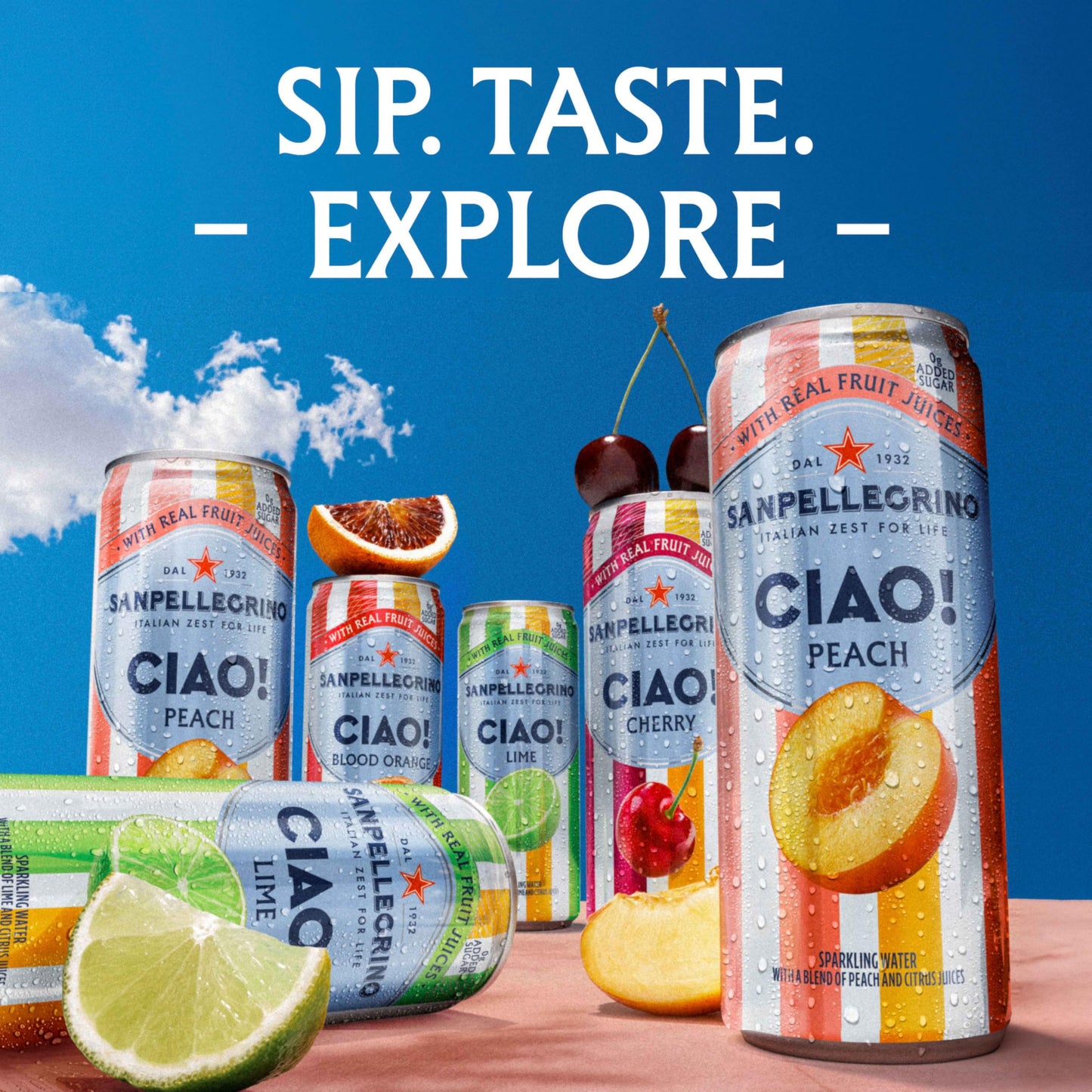 Sanpellegrino CIAO! Blood Orange Sparkling Water, LowCal, 0g Added Sugar, 6Pack