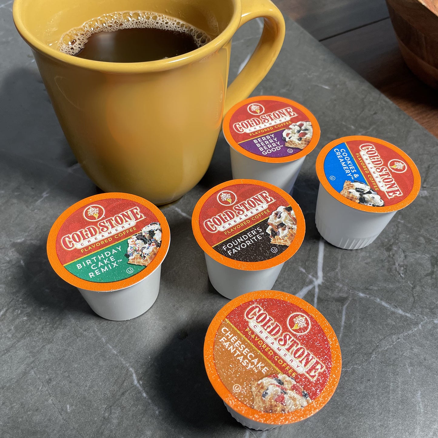 Cold Stone Creamery Beverages Coffee Pods Compatible with K Cup Brewers Including 2.0 - Ice Cream Flavored Assorted Variety Pack, 40 Count