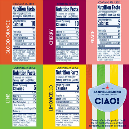 Sanpellegrino CIAO Flavored Sparkling Water, Low Calorie Italian Sparkling Water Variety Pack, Build Your Own Variety Pack, 12-Pack