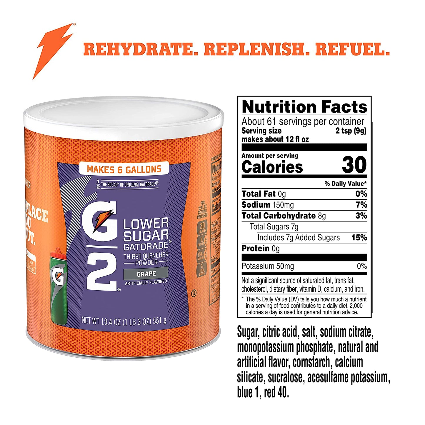 Gatorade Thirst Quencher Powder, G2 Low Calorie, Grape, 19.4 Ounce (Pack of 3)